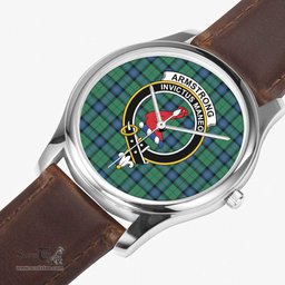 Scottish Armstrong Ancient Watch Tartan Crest Leather Strap Classic Plaid Watch Scottish Plaid Tartan Plaid - ScotsTee - scotstee.com