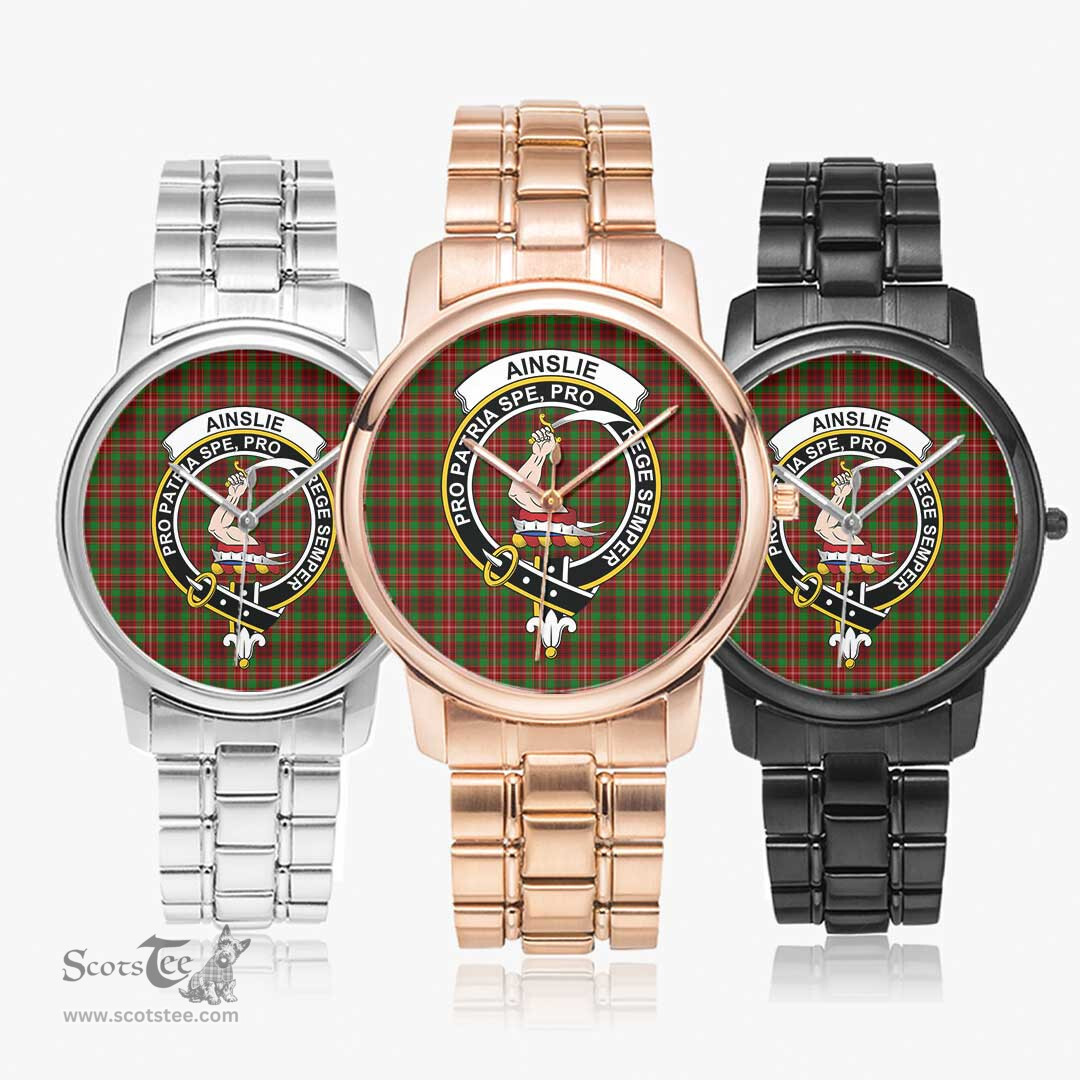 Scottish Ainslie Watch Tartan Crest Folding Clasp Classic Plaid Watch Scottish Plaid Tartan Plaid - ScotsTee - scotstee.com