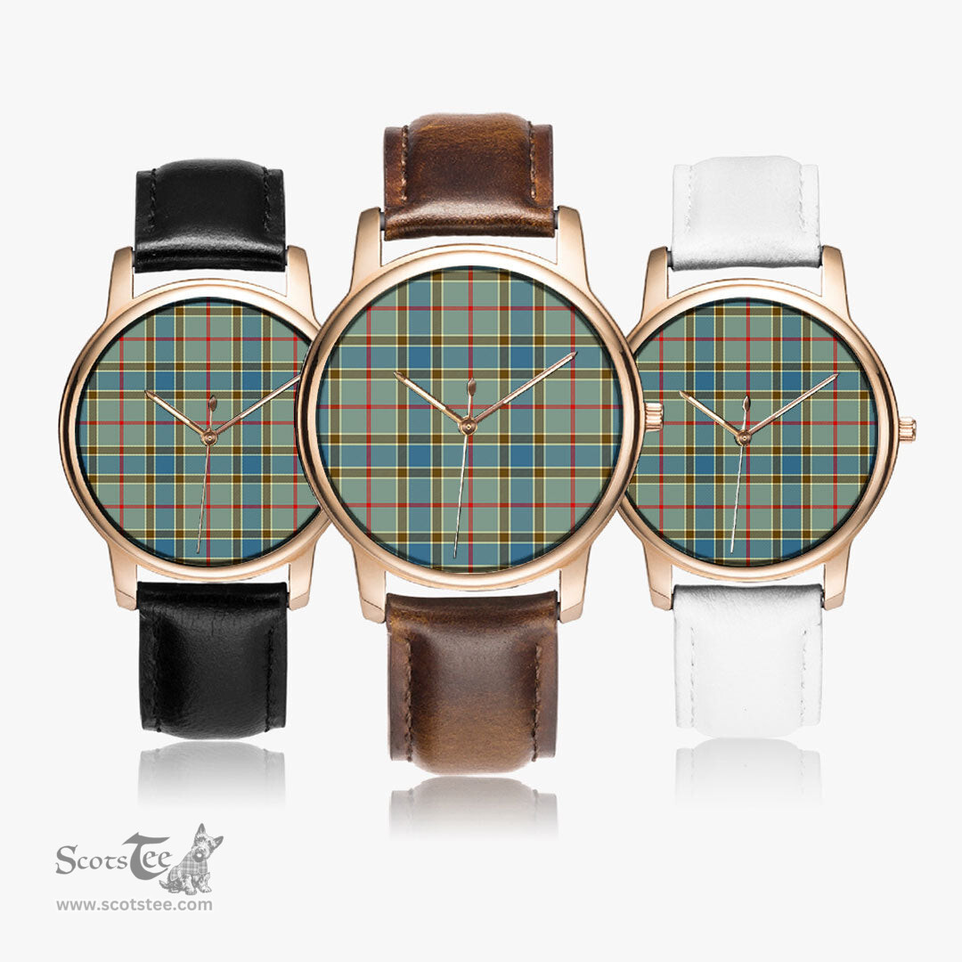 Scottish Balfour Blue Watch Tartan Leather Strap Classic Plaid Watch Scottish Plaid Tartan Plaid - ScotsTee - scotstee.com