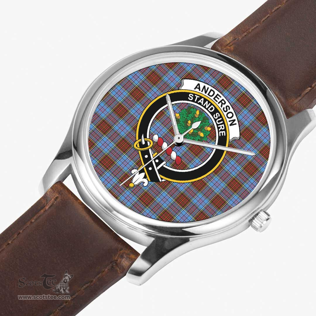 Scottish Anderson Modern Watch Tartan Crest Leather Strap Classic Plaid Watch Scottish Plaid Tartan Plaid - ScotsTee - scotstee.com