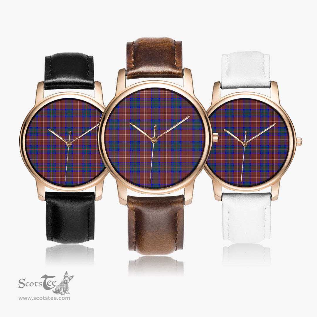 Scottish Chisholm Hunting Modern Watch Tartan Leather Strap Classic Plaid Watch Scottish Plaid Tartan Plaid - ScotsTee - scotstee.com