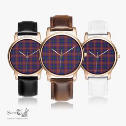 Scottish Chisholm Hunting Modern Watch Tartan Leather Strap Classic Plaid Watch Scottish Plaid Tartan Plaid - ScotsTee - scotstee.com
