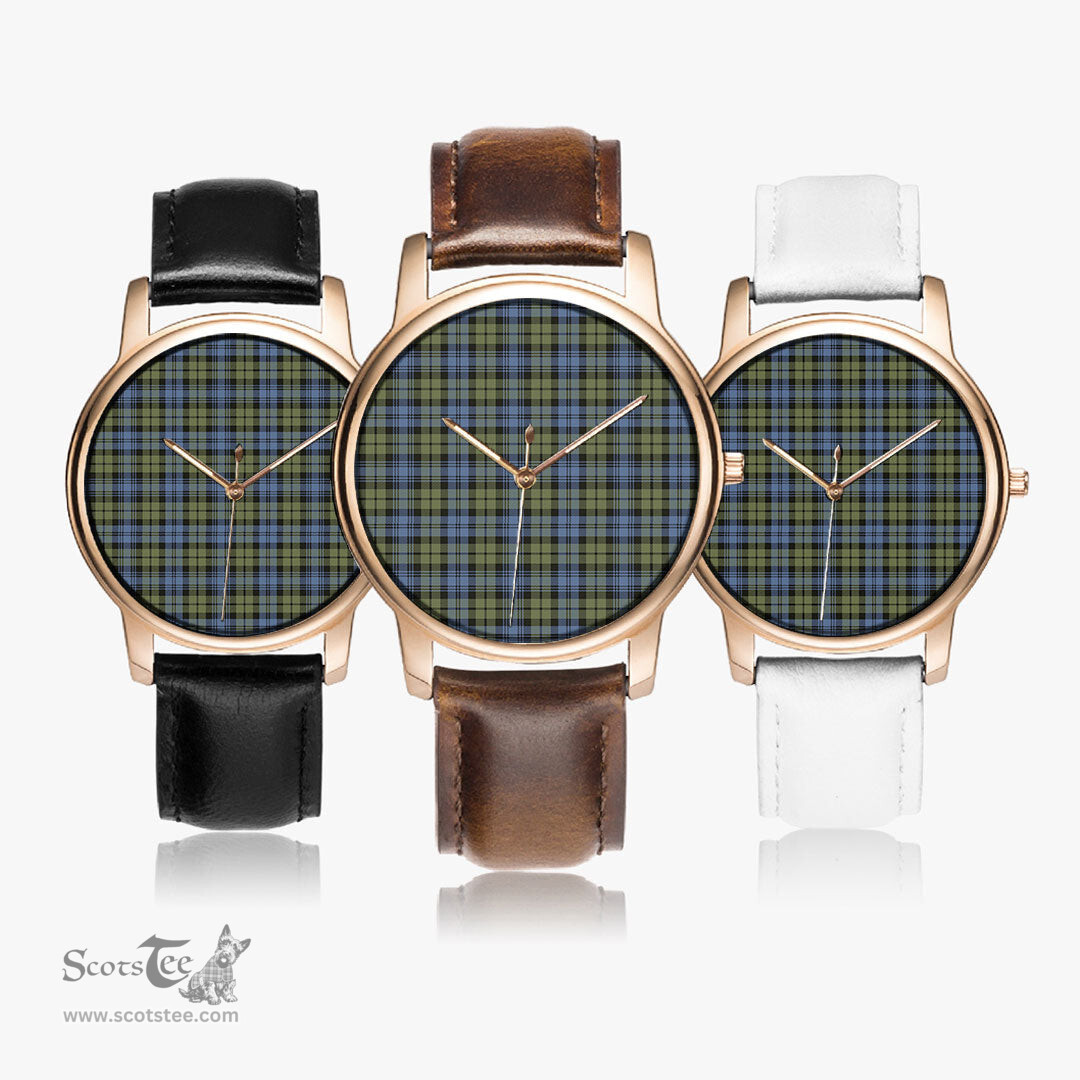 Scottish Campbell Faded Watch Tartan Leather Strap Classic Plaid Watch Scottish Plaid Tartan Plaid - ScotsTee - scotstee.com