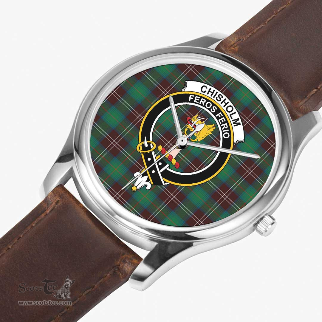 Scottish Chisholm Hunting Ancient Watch Tartan Crest Leather Strap Classic Plaid Watch Scottish Plaid Tartan Plaid - ScotsTee - scotstee.com
