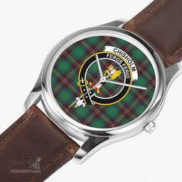Scottish Chisholm Hunting Ancient Watch Tartan Crest Leather Strap Classic Plaid Watch Scottish Plaid Tartan Plaid - ScotsTee - scotstee.com