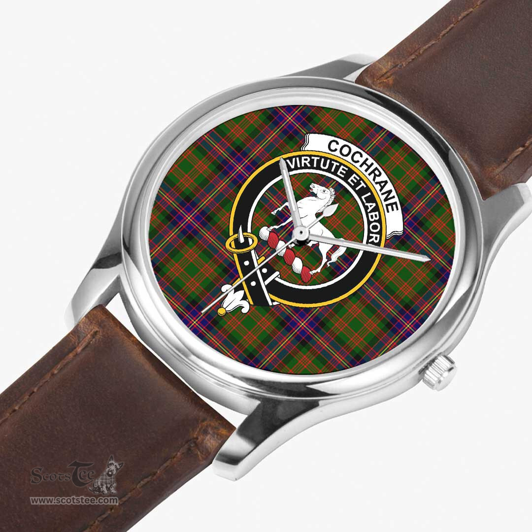 Scottish Cochrane Modern Watch Tartan Crest Leather Strap Classic Plaid Watch Scottish Plaid Tartan Plaid - ScotsTee - scotstee.com