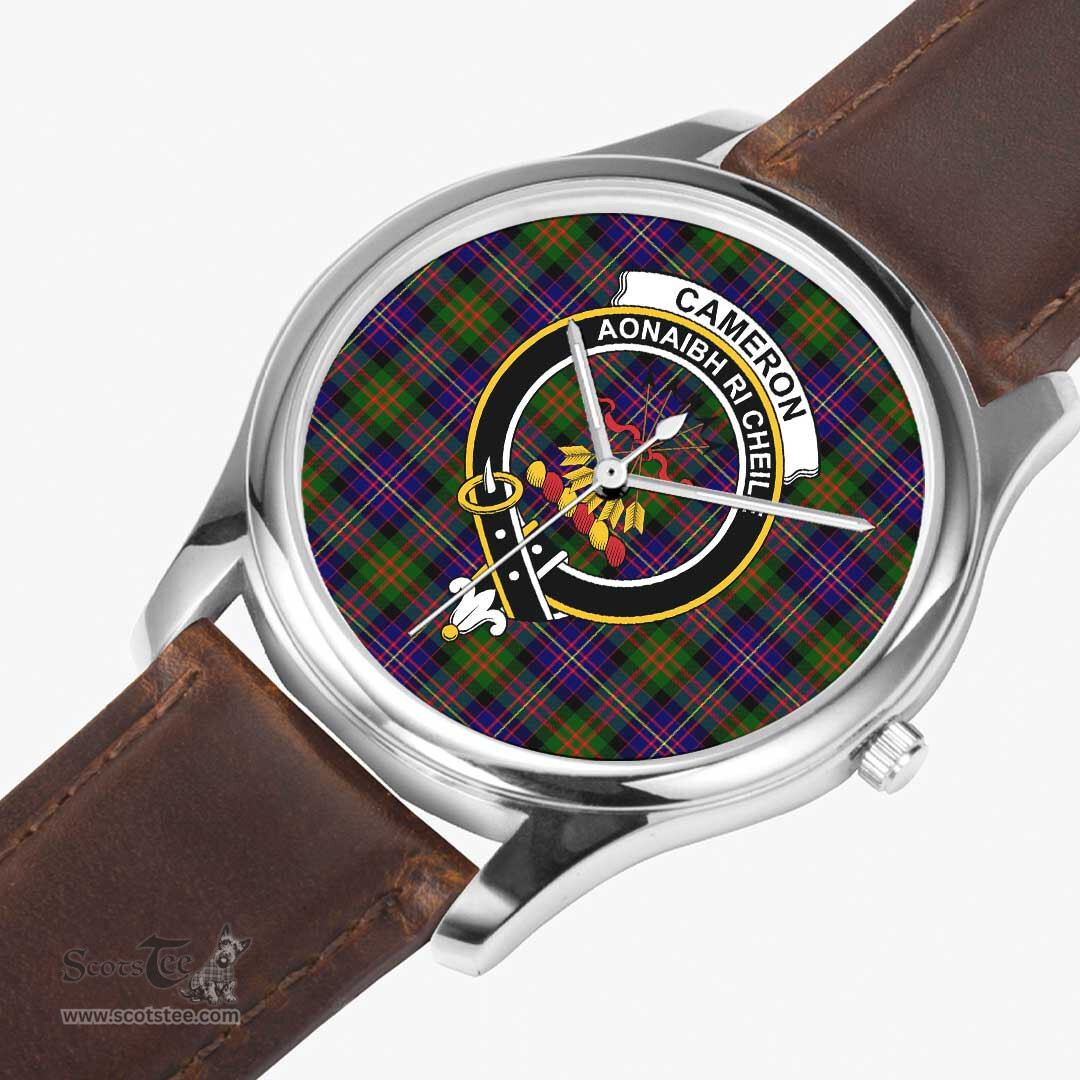 Scottish Cameron of Erracht Modern Watch Tartan Crest Leather Strap Classic Plaid Watch Scottish Plaid Tartan Plaid - ScotsTee - scotstee.com