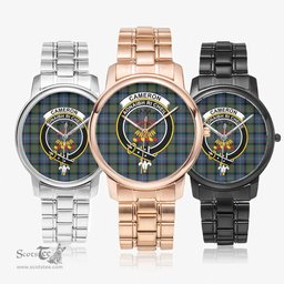Scottish Cameron of Erracht Ancient Watch Tartan Crest Folding Clasp Classic Plaid Watch Scottish Plaid Tartan Plaid - ScotsTee - scotstee.com