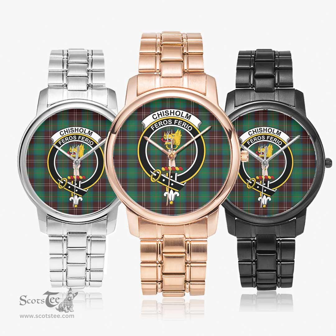 Scottish Chisholm Hunting Ancient Watch Tartan Crest Folding Clasp Classic Plaid Watch Scottish Plaid Tartan Plaid - ScotsTee - scotstee.com