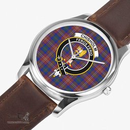 Scottish Chisholm Hunting Modern Watch Tartan Crest Leather Strap Classic Plaid Watch Scottish Plaid Tartan Plaid - ScotsTee - scotstee.com