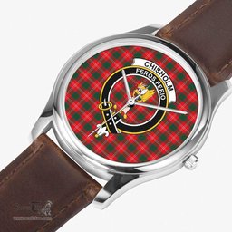 Scottish Chisholm Modern Watch Tartan Crest Leather Strap Classic Plaid Watch Scottish Plaid Tartan Plaid - ScotsTee - scotstee.com