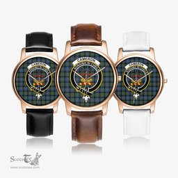 Scottish Cameron of Erracht Ancient Watch Tartan Crest Leather Strap Classic Plaid Watch Scottish Plaid Tartan Plaid - ScotsTee - scotstee.com