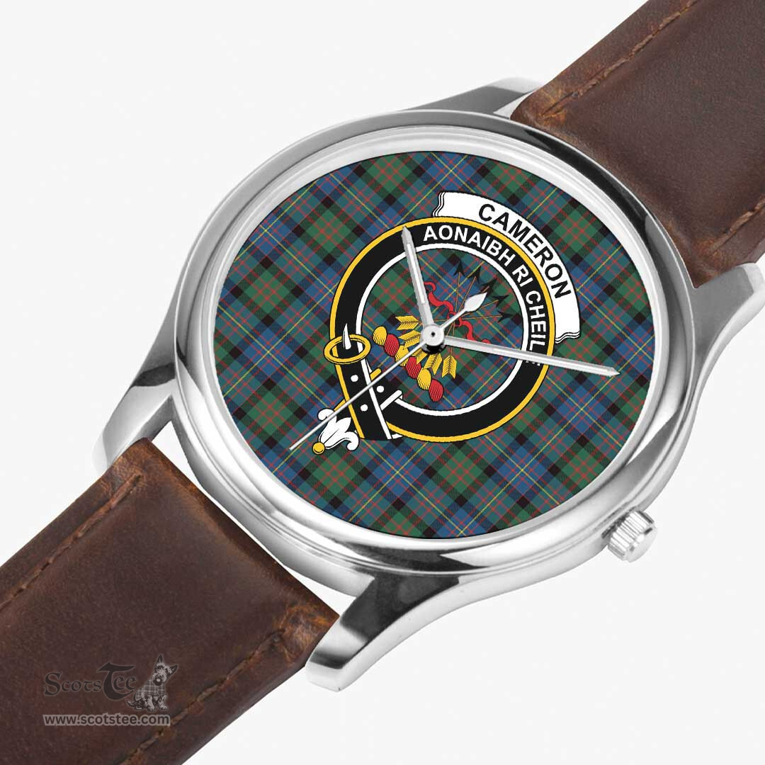 Scottish Cameron of Erracht Ancient Watch Tartan Crest Leather Strap Classic Plaid Watch Scottish Plaid Tartan Plaid - ScotsTee - scotstee.com
