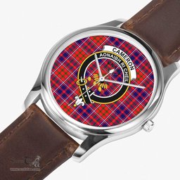 Scottish Cameron of Lochiel Modern Watch Tartan Crest Leather Strap Classic Plaid Watch Scottish Plaid Tartan Plaid - ScotsTee - scotstee.com