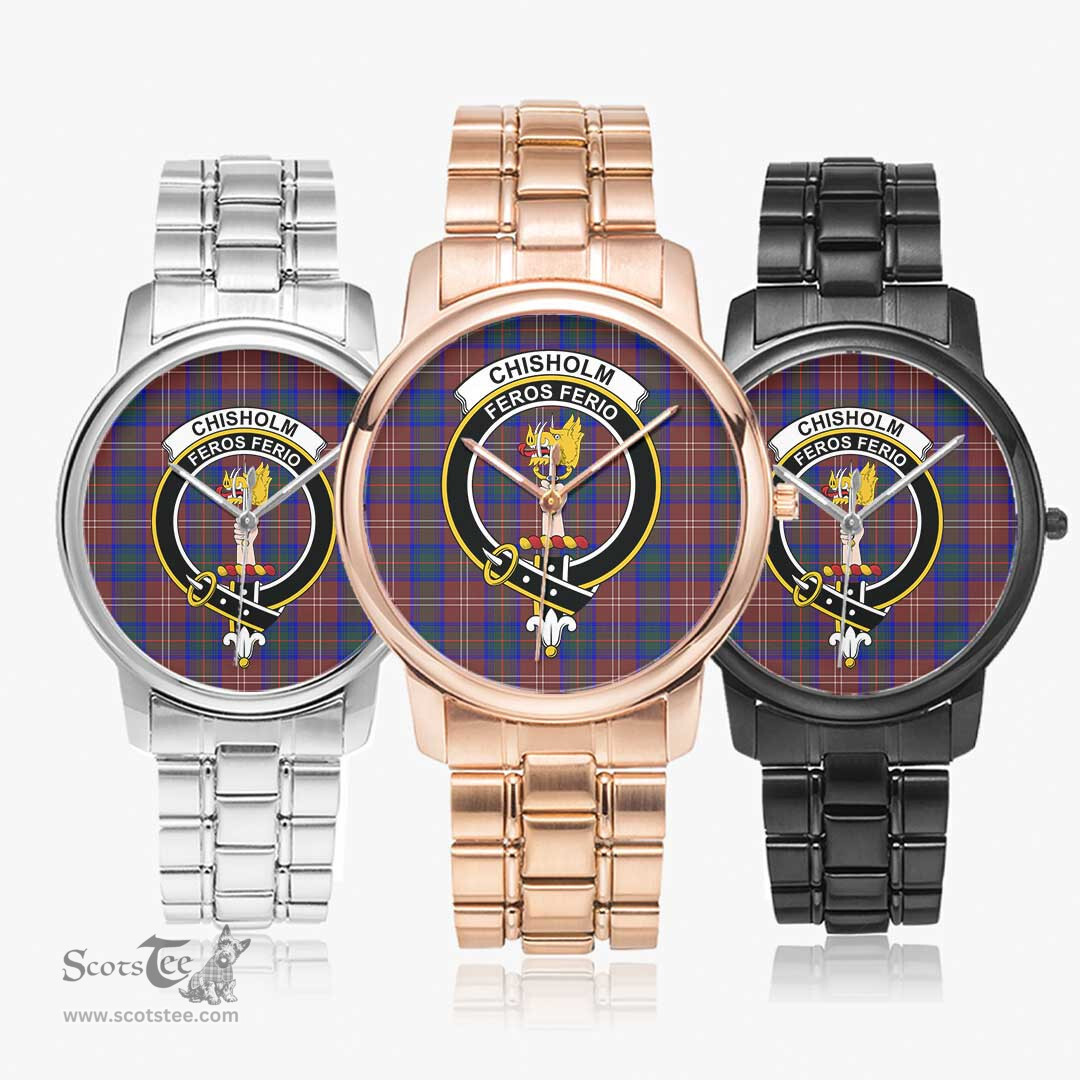 Scottish Chisholm Hunting Modern Watch Tartan Crest Folding Clasp Classic Plaid Watch Scottish Plaid Tartan Plaid - ScotsTee - scotstee.com