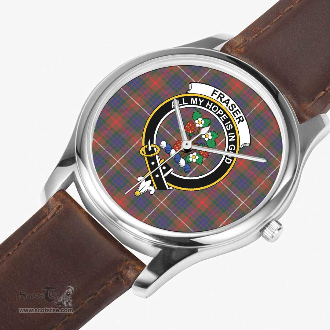 Scottish Fraser Hunting Modern Watch Tartan Crest Leather Strap Classic Plaid Watch Scottish Plaid Tartan Plaid - ScotsTee - scotstee.com