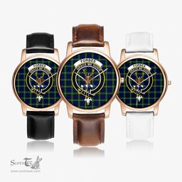 Scottish Forbes Modern Watch Tartan Crest Leather Strap Classic Plaid Watch Scottish Plaid Tartan Plaid - ScotsTee - scotstee.com