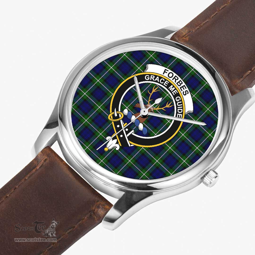 Scottish Forbes Modern Watch Tartan Crest Leather Strap Classic Plaid Watch Scottish Plaid Tartan Plaid - ScotsTee - scotstee.com