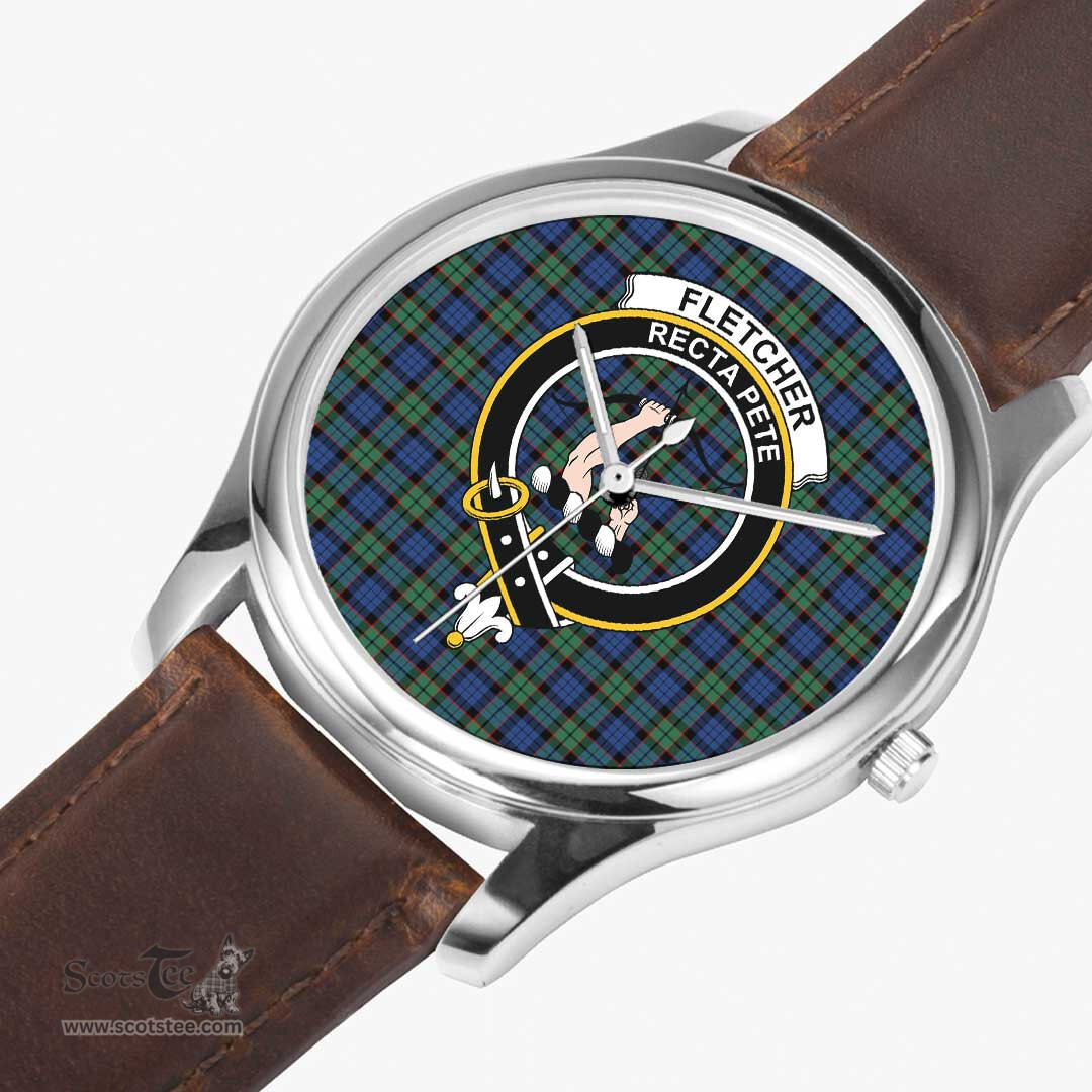 Scottish Fletcher Ancient Watch Tartan Crest Leather Strap Classic Plaid Watch Scottish Plaid Tartan Plaid - ScotsTee - scotstee.com