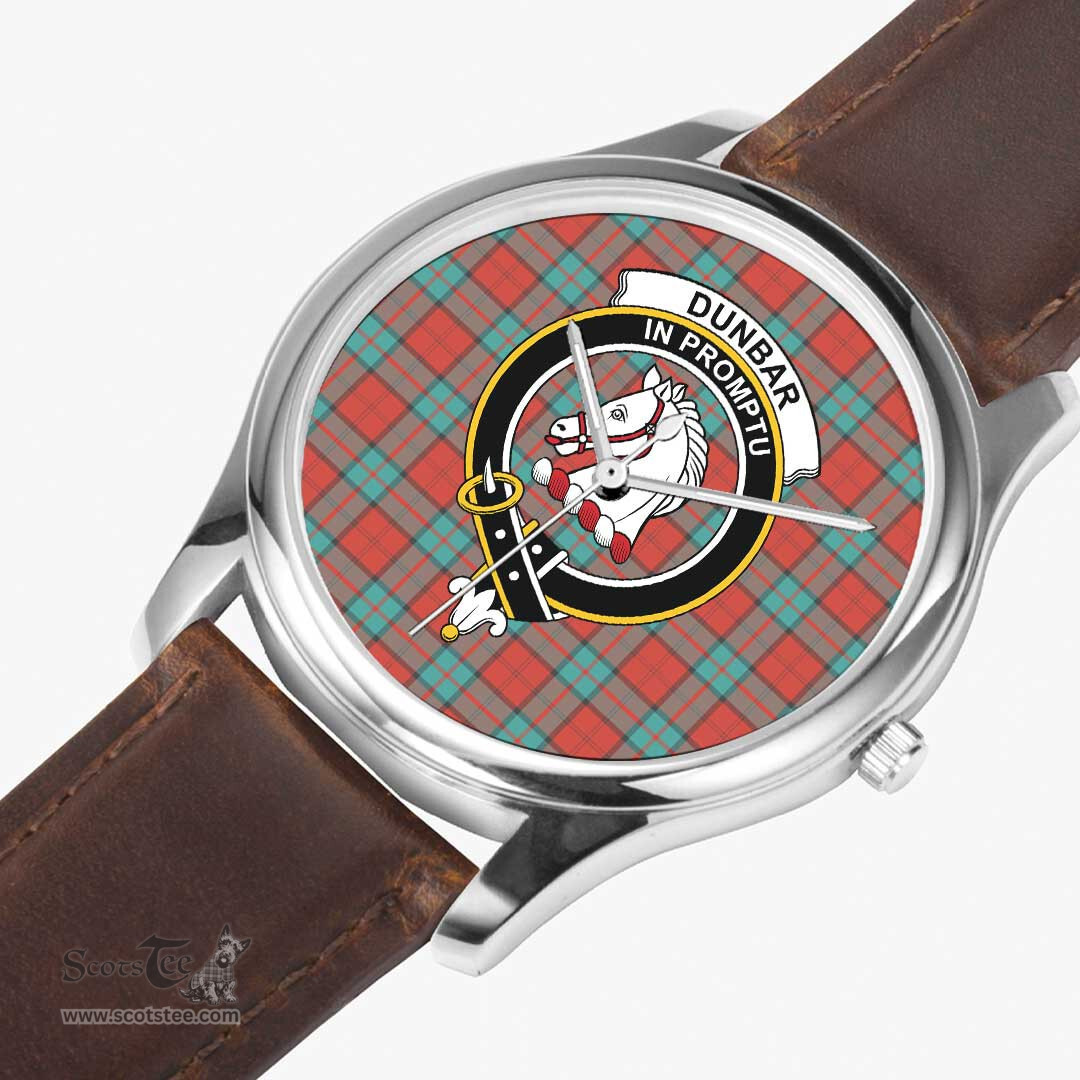 Scottish Dunbar Ancient Watch Tartan Crest Leather Strap Classic Plaid Watch Scottish Plaid Tartan Plaid - ScotsTee - scotstee.com