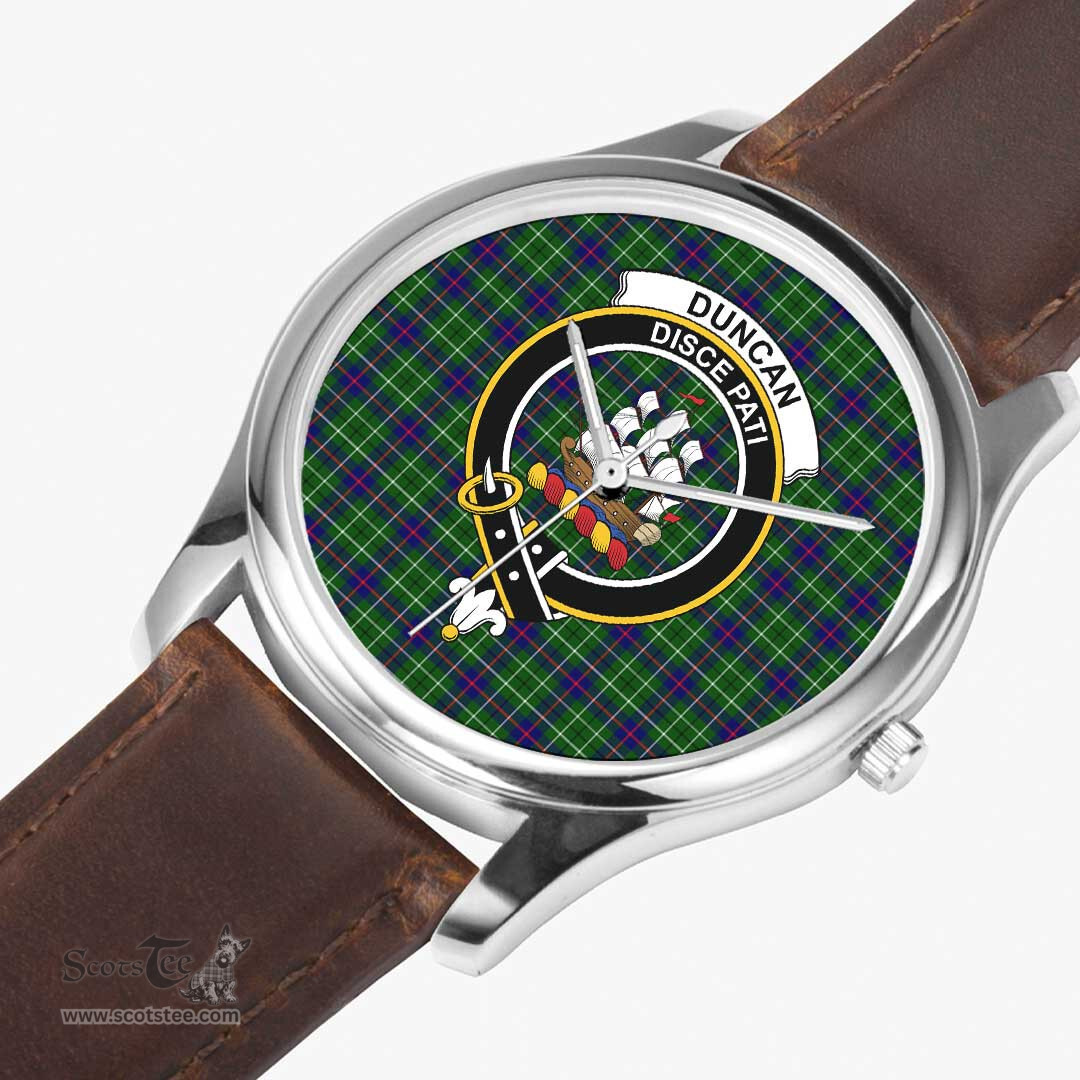 Scottish Duncan Modern Watch Tartan Crest Leather Strap Classic Plaid Watch Scottish Plaid Tartan Plaid - ScotsTee - scotstee.com