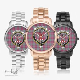 Scottish Crawford Ancient Watch Tartan Crest Folding Clasp Classic Plaid Watch Scottish Plaid Tartan Plaid - ScotsTee - scotstee.com