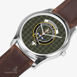 Scottish Davidson Tulloch Dress Watch Tartan Crest Leather Strap Classic Plaid Watch Scottish Plaid Tartan Plaid - ScotsTee - scotstee.com