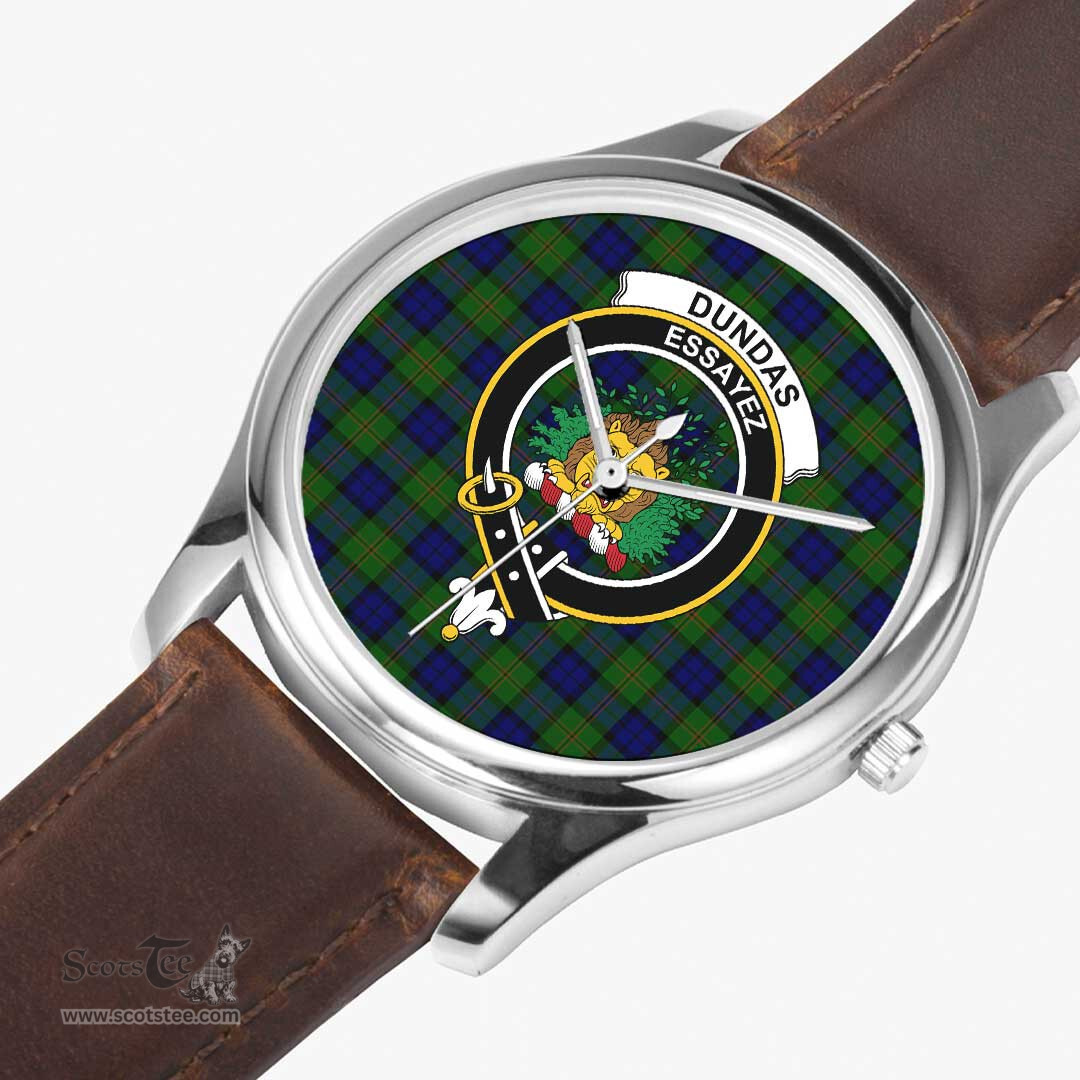 Scottish Dundas Modern Watch Tartan Crest Leather Strap Classic Plaid Watch Scottish Plaid Tartan Plaid - ScotsTee - scotstee.com