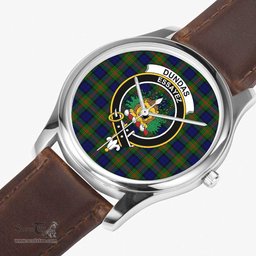 Scottish Dundas Modern 02 Watch Tartan Crest Leather Strap Classic Plaid Watch Scottish Plaid Tartan Plaid - ScotsTee - scotstee.com
