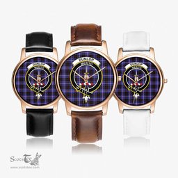 Scottish Dunlop Modern Watch Tartan Crest Leather Strap Classic Plaid Watch Scottish Plaid Tartan Plaid - ScotsTee - scotstee.com