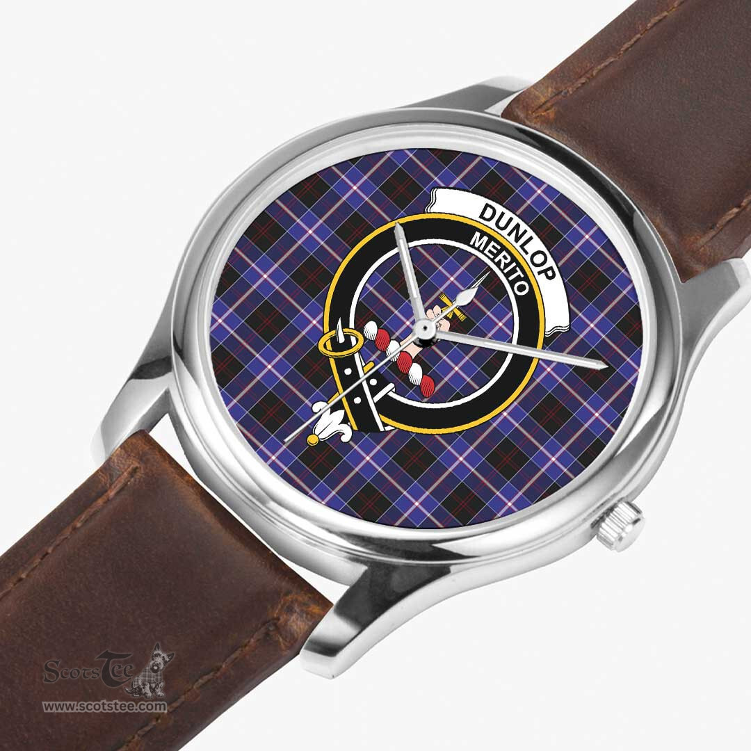 Scottish Dunlop Modern Watch Tartan Crest Leather Strap Classic Plaid Watch Scottish Plaid Tartan Plaid - ScotsTee - scotstee.com