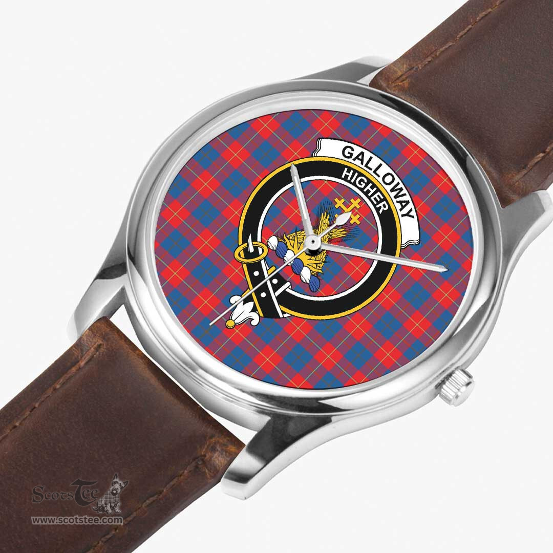 Scottish Galloway Red Watch Tartan Crest Leather Strap Classic Plaid Watch Scottish Plaid Tartan Plaid - ScotsTee - scotstee.com
