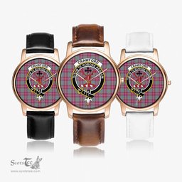 Scottish Crawford Ancient Watch Tartan Crest Leather Strap Classic Plaid Watch Scottish Plaid Tartan Plaid - ScotsTee - scotstee.com