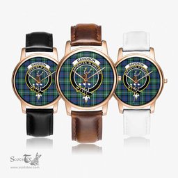 Scottish Davidson of Tulloch Watch Tartan Crest Leather Strap Classic Plaid Watch Scottish Plaid Tartan Plaid - ScotsTee - scotstee.com