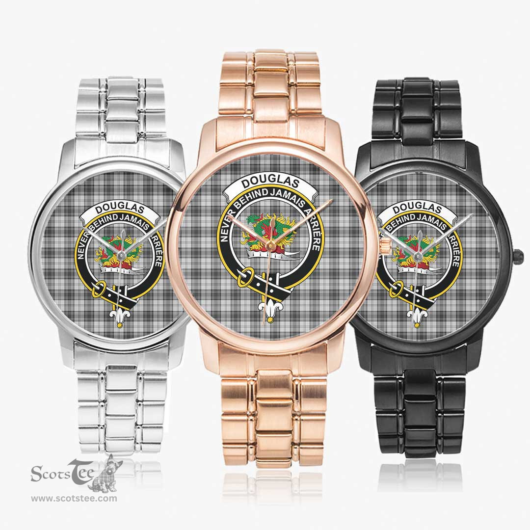 Scottish Douglas Grey Modern Watch Tartan Crest Folding Clasp Classic Plaid Watch Scottish Plaid Tartan Plaid - ScotsTee - scotstee.com