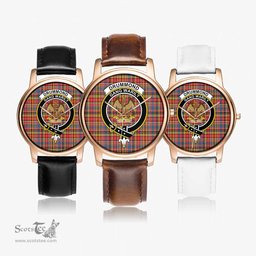 Scottish Drummond of Strathallan Watch Tartan Crest Leather Strap Classic Plaid Watch Scottish Plaid Tartan Plaid - ScotsTee - scotstee.com