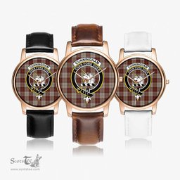 Scottish Cunningham Burgundy Dancers Watch Tartan Crest Leather Strap Classic Plaid Watch Scottish Plaid Tartan Plaid - ScotsTee - scotstee.com