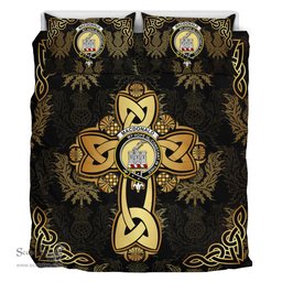 Scottish MacDonald of Clan Ranald Clan Bedding Sets Gold Thistle Celtic Style Scottish Plaid Tartan Plaid - ScotsTee - scotstee.com