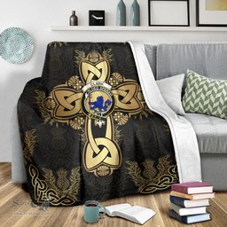 Scottish Clark (Lion Clan Blanket Gold Thistle Celtic Style Scottish Clans Crest Blanket Scottish Plaid Tartan Plaid - ScotsTee - scotstee.com