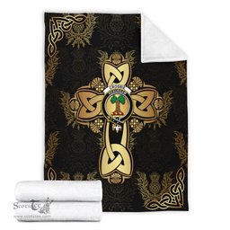 Scottish Crosbie Clan Blanket Gold Thistle Celtic Style Scottish Clans Crest Blanket Scottish Plaid Tartan Plaid - ScotsTee - scotstee.com