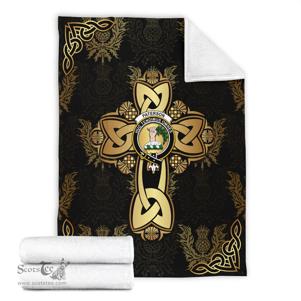Scottish Paterson Clan Blanket Gold Thistle Celtic Style Scottish Clans Crest Blanket Scottish Plaid Tartan Plaid - ScotsTee - scotstee.com