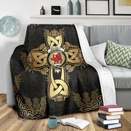 Scottish Moubray Clan Blanket Gold Thistle Celtic Style Scottish Clans Crest Blanket Scottish Plaid Tartan Plaid - ScotsTee - scotstee.com