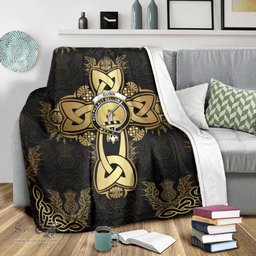Scottish Gunn Clan Blanket Gold Thistle Celtic Style Scottish Clans Crest Blanket Scottish Plaid Tartan Plaid - ScotsTee - scotstee.com