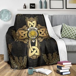 Scottish MacLeod of Lewis Clan Blanket Gold Thistle Celtic Style Scottish Clans Crest Blanket Scottish Plaid Tartan Plaid - ScotsTee - scotstee.com