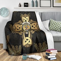 Scottish Nairn Clan Blanket Gold Thistle Celtic Style Scottish Clans Crest Blanket Scottish Plaid Tartan Plaid - ScotsTee - scotstee.com