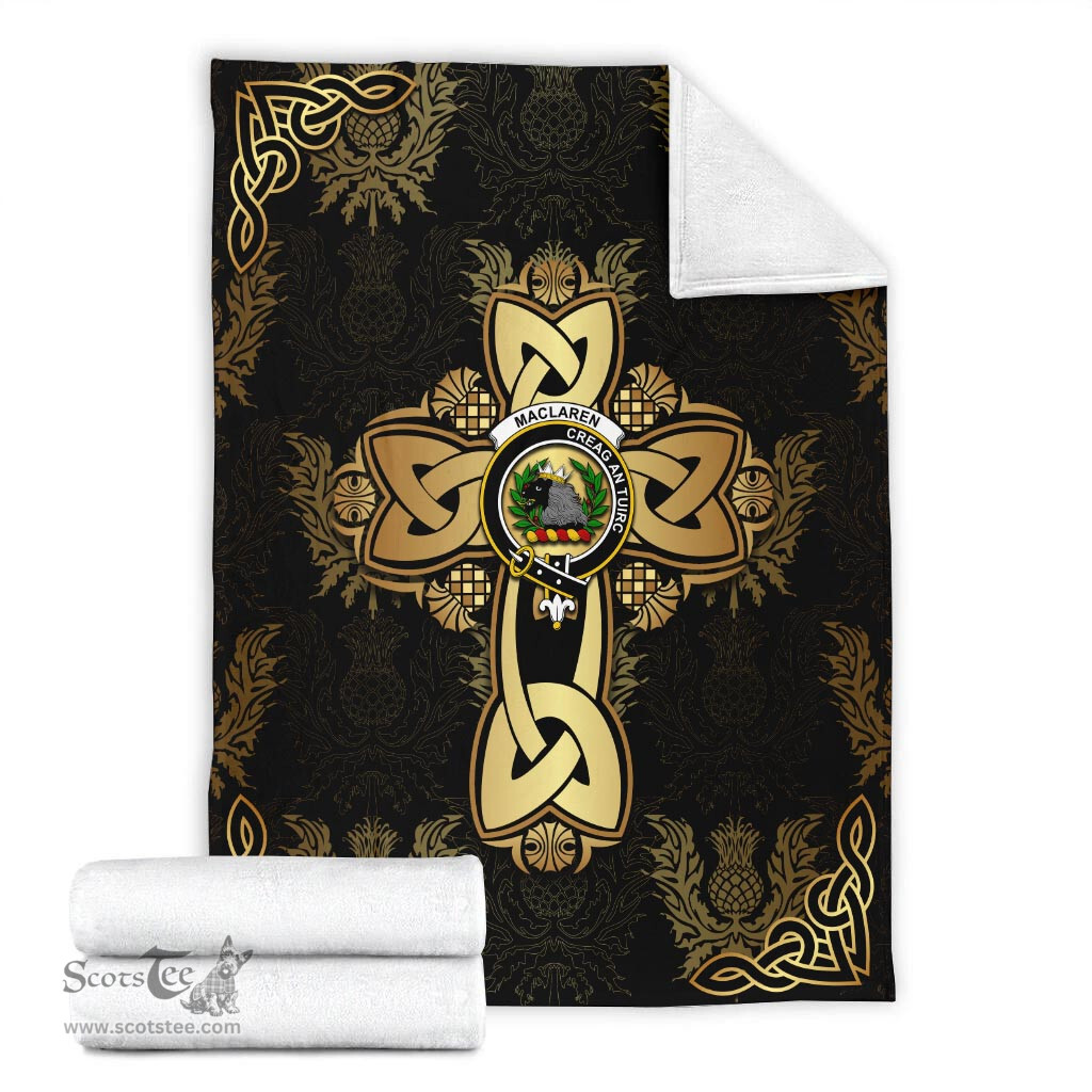 Scottish MacLaren Clan Blanket Gold Thistle Celtic Style Scottish Clans Crest Blanket Scottish Plaid Tartan Plaid - ScotsTee - scotstee.com