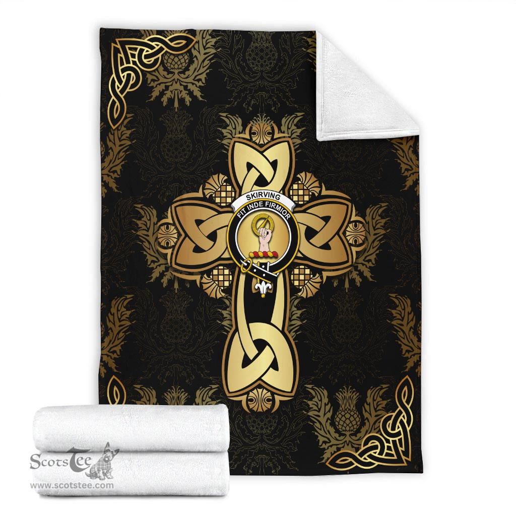 Scottish Skirving Clan Blanket Gold Thistle Celtic Style Scottish Clans Crest Blanket Scottish Plaid Tartan Plaid - ScotsTee - scotstee.com