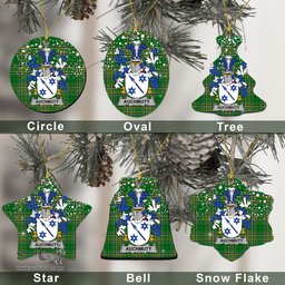 Irish Auchmuty Family Crest Ireland National Tartan Christmas Ornament Shop Now at ScotsTee.com