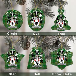 Irish Crosbie or McCrossan Family Crest Ireland National Tartan Christmas Ornament Shop Now at ScotsTee.com