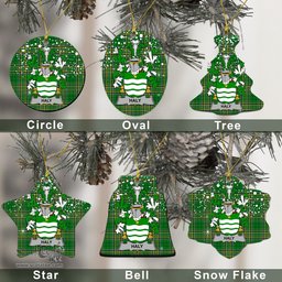 Irish Haly or O'Haly Family Crest Ireland National Tartan Christmas Ornament Shop Now at ScotsTee.com